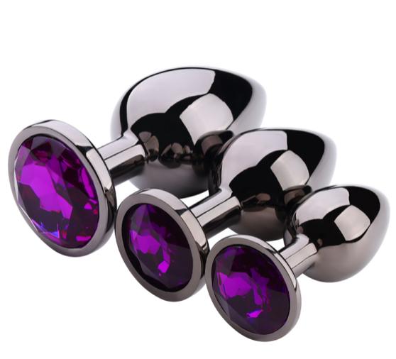 Metalen buttplug set met juweel