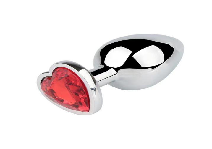 Metalen buttplug set met hartjuweel