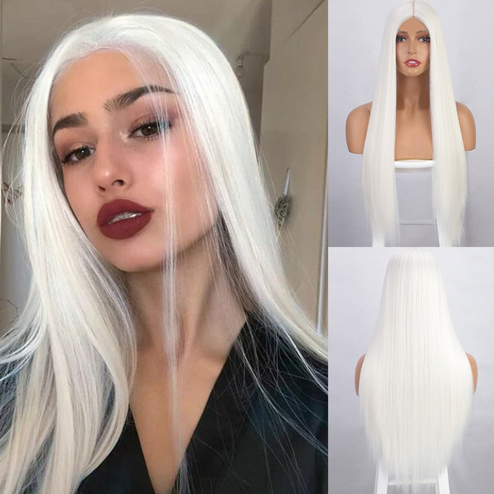Pruik lang platinablond