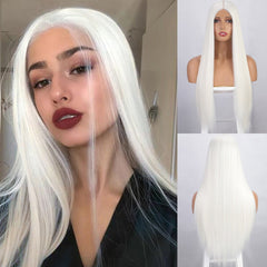 Pruik lang platinablond