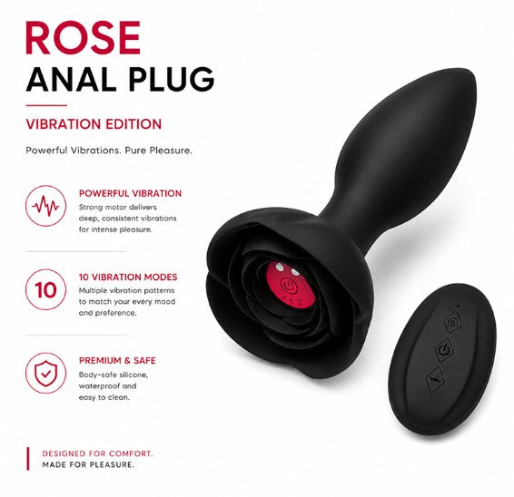 Vibrerende buttplug roos met afstandsbediening